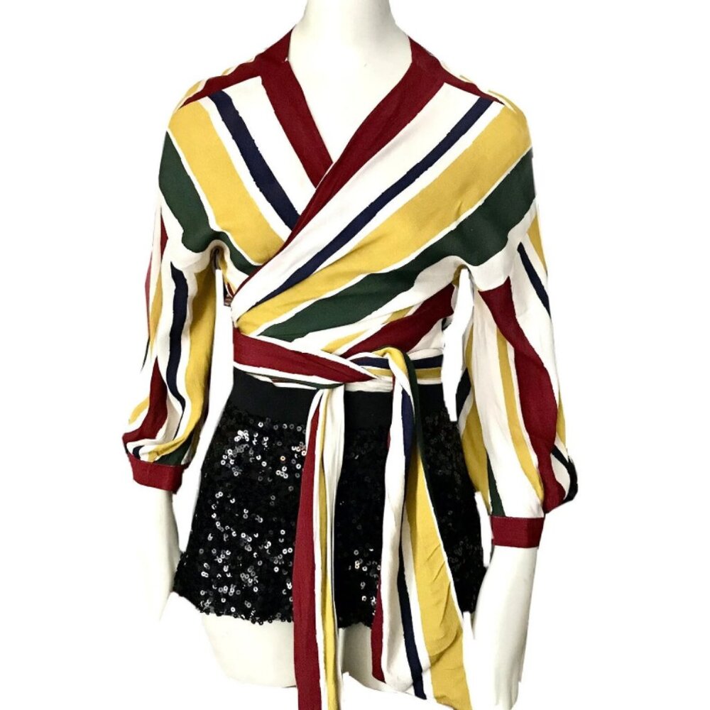 Zara Striped Wrap Top Size Small